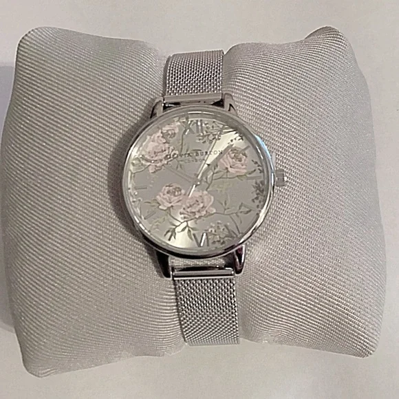 Olivia Burton Midi Parlour Silver Floral Watch - Picture 3 of 12